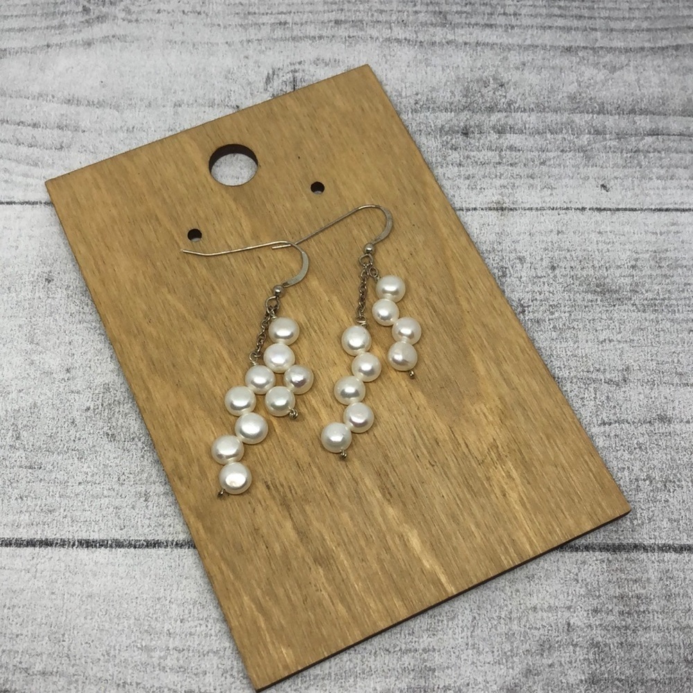 Sterling silver 925 freshwater pearl cluster drop dangle earrings statement. - Picture 1 of 6